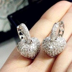 NEW 925 silver Romantic heart Diamond Earrings